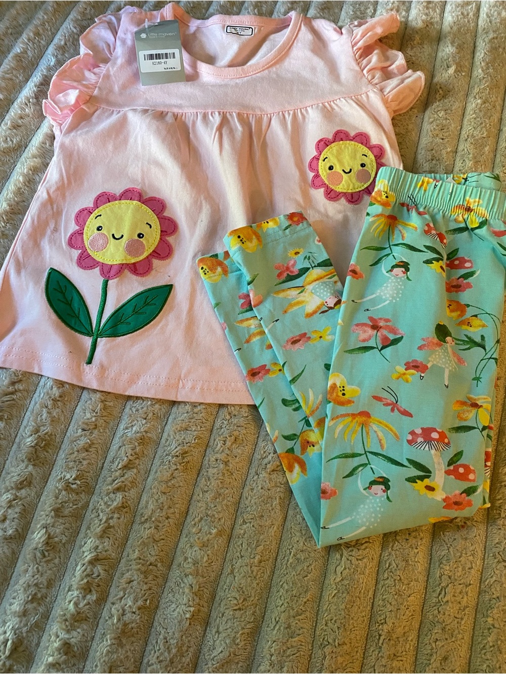 Girl’s Flower Top and Matching Pants Set